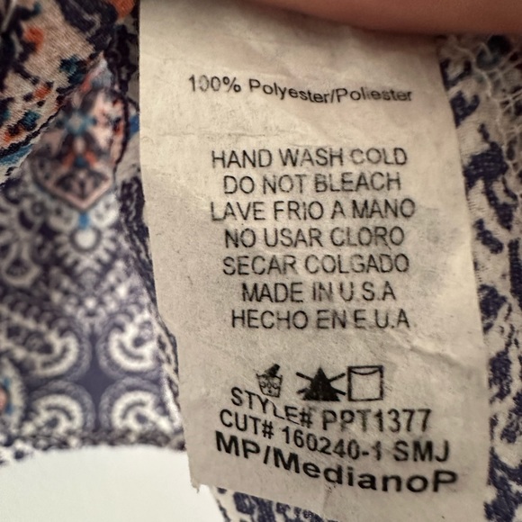 Paper moon pink blue lace back geometric tank top size medium petite - Picture 8 of 8